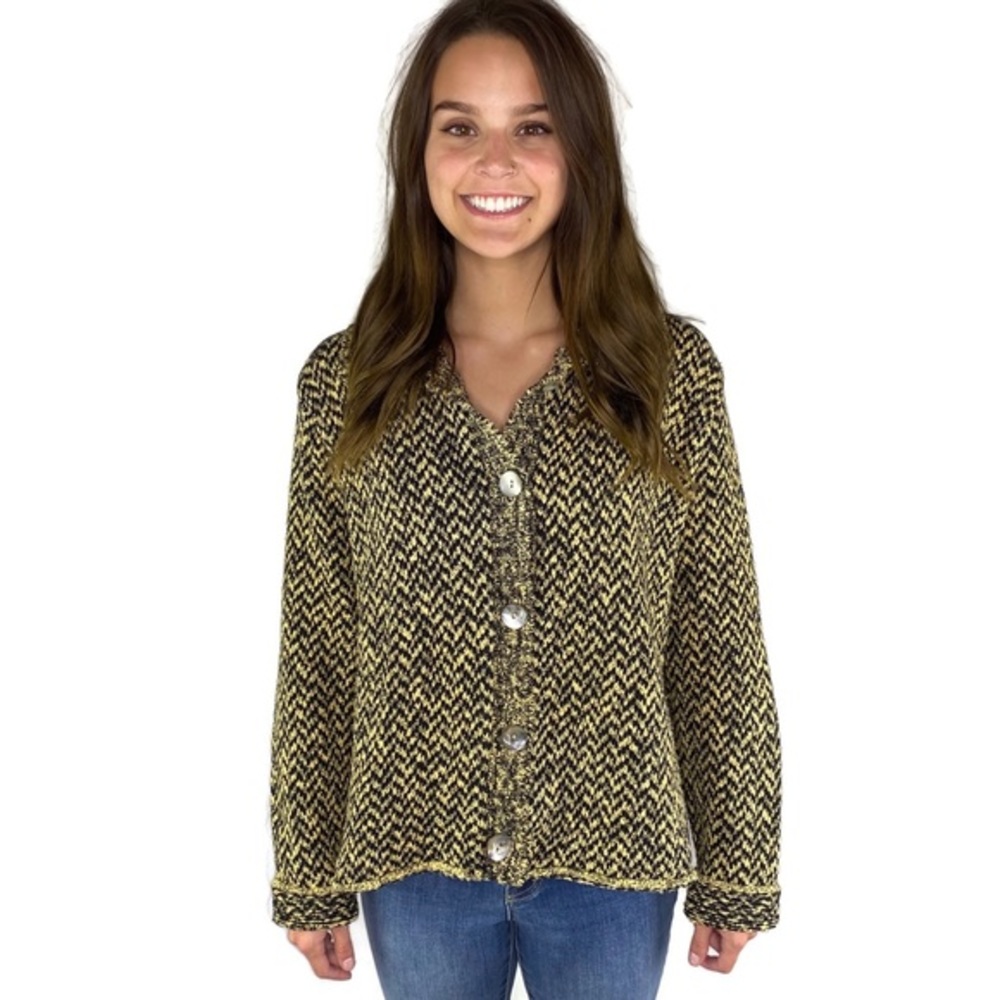 Willow Black & Gold Zig Zag Button Cardiga…